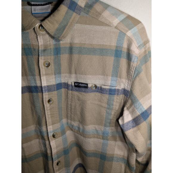 Columbia Mens Plaid Pitchstone Heavyweight Flannel Button Up Shirt Sz S AM8573 - Picture 2 of 7